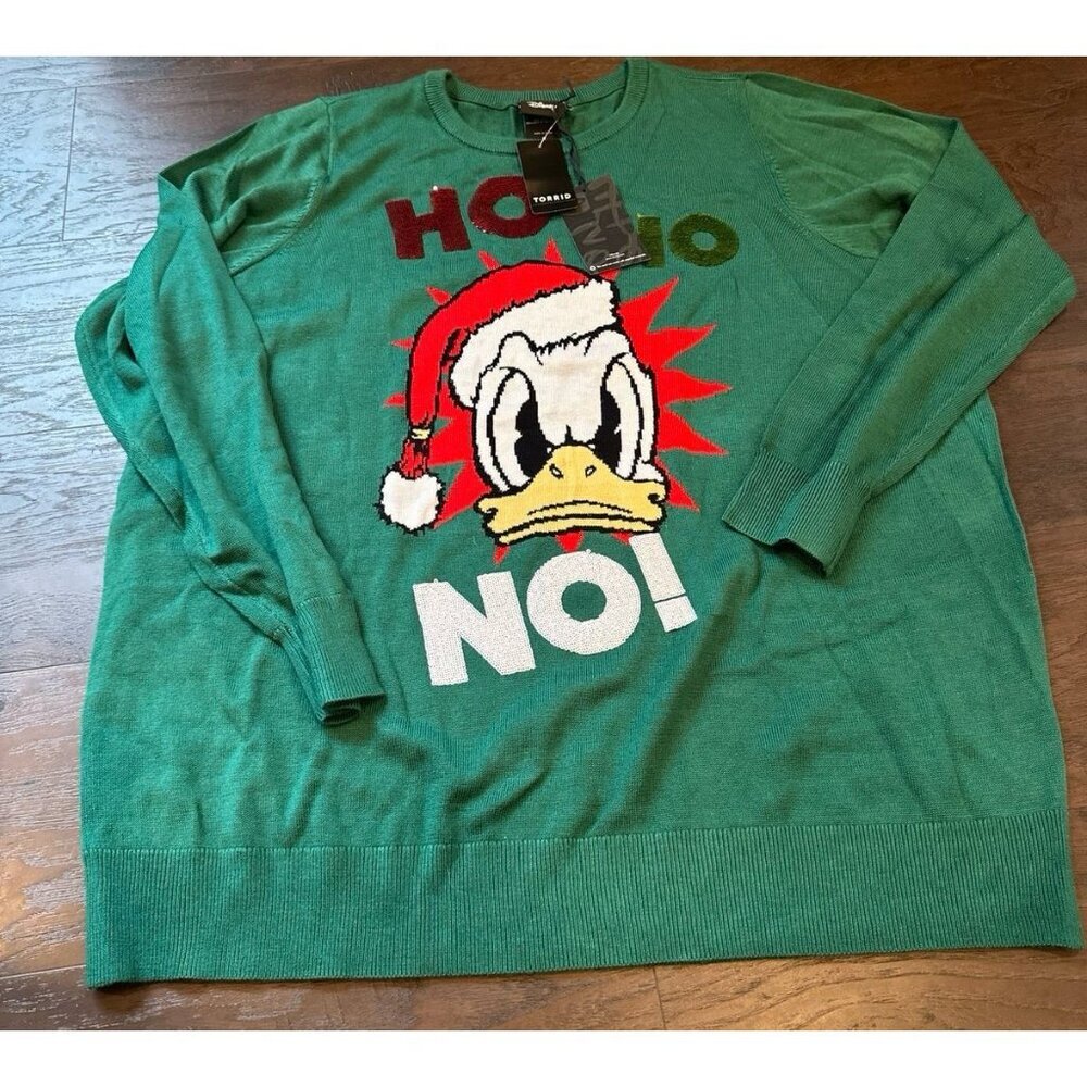 Nwt Torrid Sweater Christmas Disney‎ Donald Duck Ho Ho No! Sequins